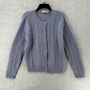 CC HUGHES Cardigan Sweater Womens LARGE Lavender Mohair Cable Knit‎ Granny Soft